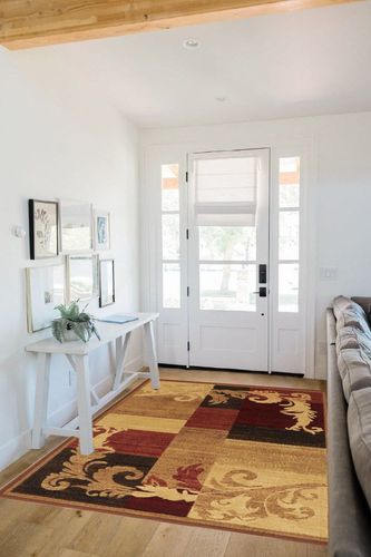 Home Dynamix Catalina Pierre Contemporary Scroll Area Rug, Brown/Red, 5'3"x7'2" in White Scandinavian Entryway