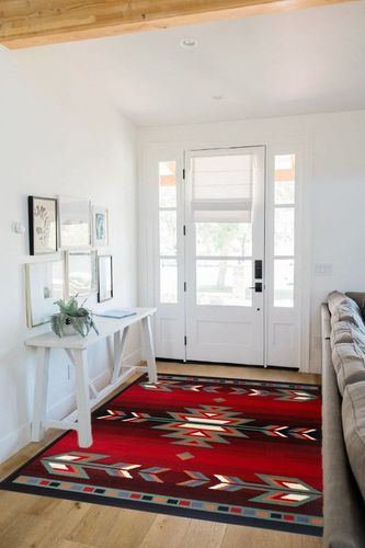Home Dynamix Sagrada Southwest Area Rug 5x7 Black/Red/Ivory in White Scandinavian Entryway