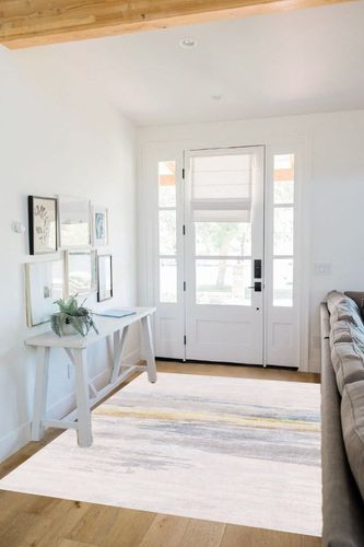 FINOREN Abstract Vignetting Area Rugs for Living Room,Bedroom,Hallway,Dining Room,Non-Shedding,Non Slip Backing,Floor Decoration Carpets,Gray-Golden,5x7 Feet in White Scandinavian Entryway