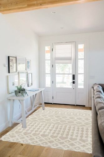 Artistic Weavers Hapsburg Moroccan Shag Area Rug, 5'3" x 7'3", Beige in White Scandinavian Entryway