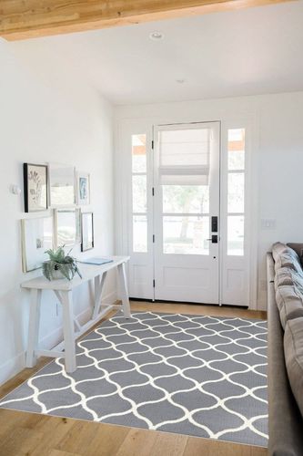 Maples Rugs Rebecca Contemporary Area Rugs for Living Room & Bedroom [Made in USA], 5 x 7, Grey/White in White Scandinavian Entryway