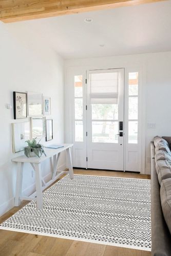 Mark&Day Area Rugs, 5x7 Aarau Bohemian/Global Cream Area Rug, Black/Cream/White Carpet for Living Room, Bedroom or Kitchen (5'3" x 7'3") in White Scandinavian Entryway