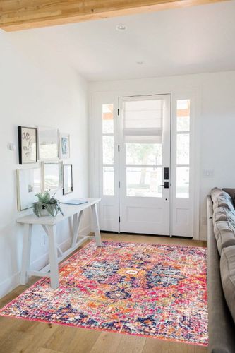 Artistic Weavers Odelia Vintage Bohemian Area Rug,5'3" x 7'3",Aqua & Odelia Vintage Bohemian Area Rug,5'3" x 7'3",Purple/Orange in White Scandinavian Entryway