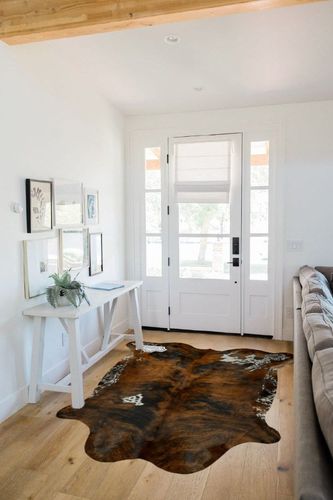 Appaloosa Cowhides Natural Cowhide Rug - Tricolor Cowhide Area Rug for Bedroom & Living Room - Luxury Cowhides Modern Accent Rug - Genuine Leather with Real Animal Fur, Medium, 5 x 7 Feet in White Scandinavian Entryway