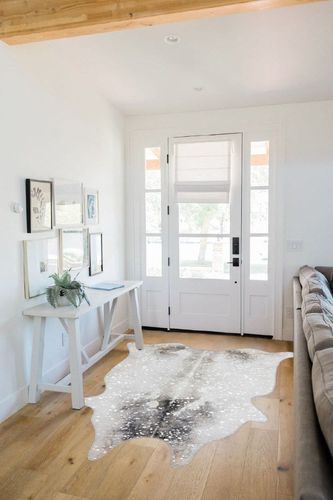 Loloi II Odessa Collection ODE-02 Silver/Grey 5' x 6'-6" Area Rug in White Scandinavian Entryway