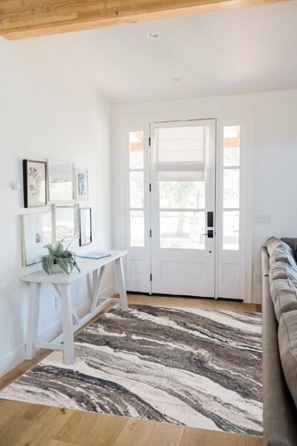 LUXE WEAVERS Lagos Collection 7983 Grey 5x7 Art Deco Area Rug in White Scandinavian Entryway