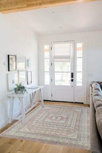 Rugs America Harper HY40A Carnation Transitional Vintage Area Rug, 5'x7' in White Scandinavian Entryway