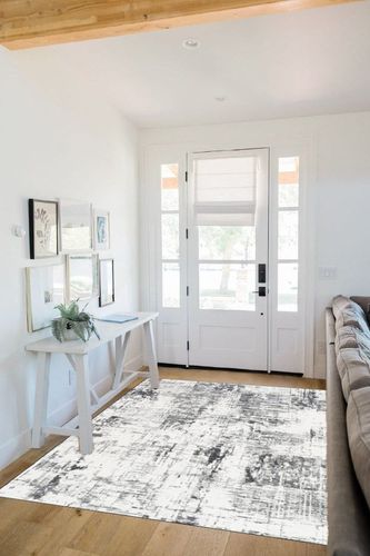 RESARE 5x7 Rugs for Living Room Modern Abstract Area Rug Jacquard Looms Design Washable Rugs for Bedroom, Home Decor Ideas in White Scandinavian Entryway