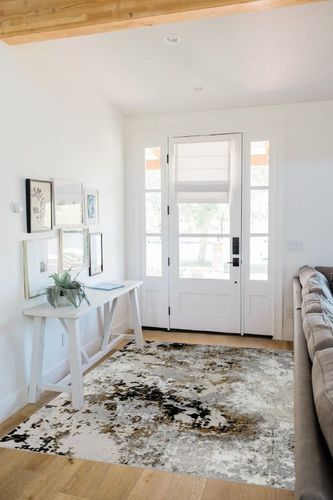 LUXE WEAVERS Modern Abstract Area Rug Anthracite 5x7 Plush Non-Shedding Living Room Carpet in White Scandinavian Entryway