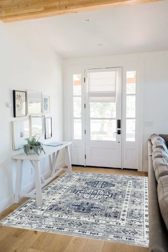 Rugs America Gallagher Collection GL55F Inky Sundara Transitional Vintage Area Rug 5'3" x 7' in White Scandinavian Entryway