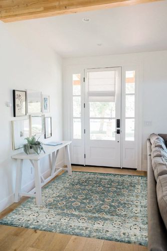 LUXE WEAVERS Bohemian Floral Blue 5x7 Area Rug, Non-Shedding Vintage Living Room Carpet in White Scandinavian Entryway