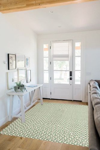 Super Area Rugs Tri-Color Cotton Farmhouse Braided Cotton Rug - Buffalo Check Green,White,Gray 5' x 7' Rectangle in White Scandinavian Entryway