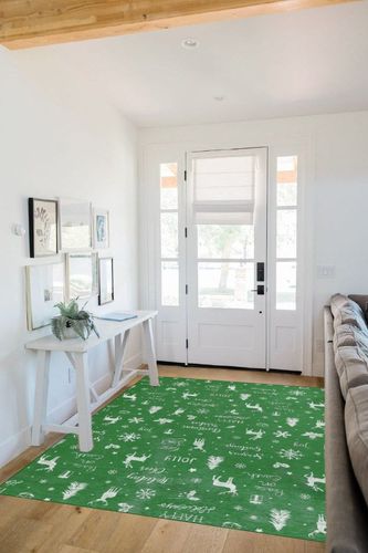 GAOMON Rugs for Living Room Christmas Room Decor Green Area Rug 5x7 Washable Rugs Non Slip Carpet Floor Mat Low Pile Rugs for Bedroom Nursery Classroom Rugs 5'x7' Green in White Scandinavian Entryway