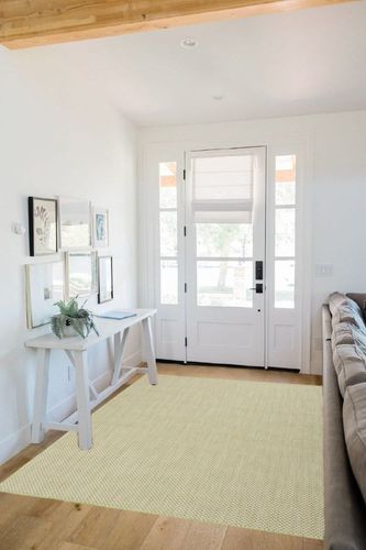 HomeRoots 5' X 7' Green Geometric Power Loom Area Rug in White Scandinavian Entryway