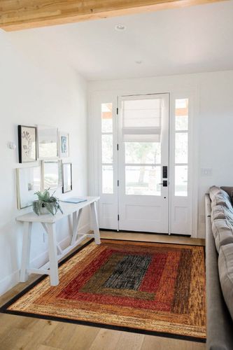 Home Dynamix Royalty Vega Contemporary Geometric Area Rug, Blue/Ivory, 5'2"x7'2" in White Scandinavian Entryway