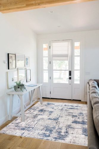 Gertmenian Boho Area Rug, 5x7 Standard Home Decor for Entryway, Bedroom, Living Room, Office, Kitchen Non Slip, Soft, Low-Pile, Printed Indoor Accent Rugs Cenis Blue Gray, 28552 in White Scandinavian Entryway