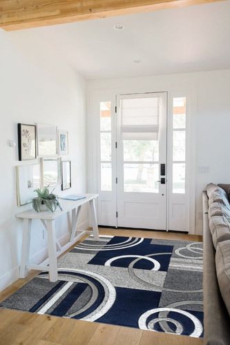 GLORY RUGS Area Rug Modern Soft Hand Carved Contemporary Floor Carpet with Premium Fluffy Texture for Indoor Living Dining Room and Bedroom Area (5x7, Navy) in White Scandinavian Entryway
