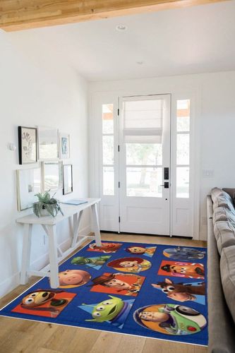 Gertmenian Disney Toy Story Rug Boys Girls Childrens Bedroom Decor Kids Home Play Room Mat Bedding Area Carpet, 54x78 Large, Pixar Multi-Colored Navy Blue in White Scandinavian Entryway