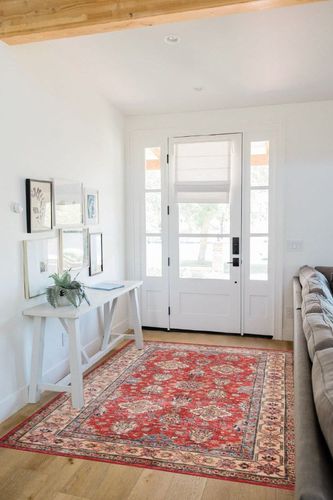 Nourison Fulton Persian Red 5' x 7' Area -Rug, Easy -Cleaning, Non Shedding, Bed Room, Living Room, Dining Room, Kitchen (5x7) in White Scandinavian Entryway