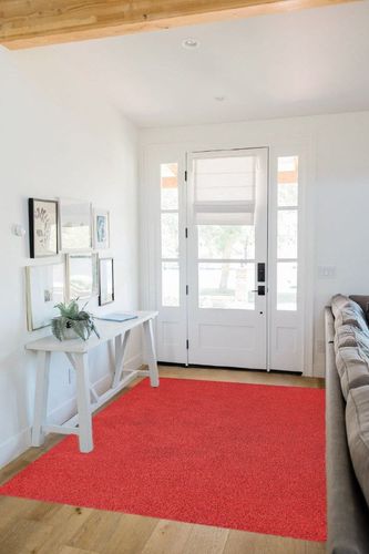 Garland Rug Skyline Shag 5 Ft. x 7 Ft. Area Rug Chili Red in White Scandinavian Entryway
