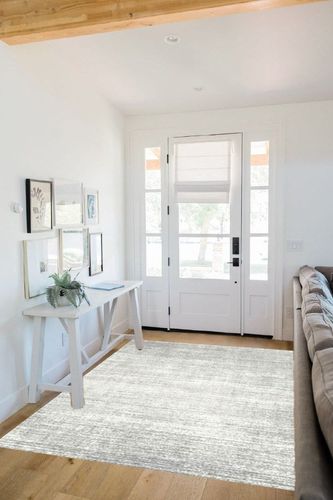 Valenrug Washable Rug - Stain Resistant Area Rugs for Living Room, Non Slip Backing Printed Rugs for Bedroom, Folable Machine Washable Area Rug (Grey, 5'x7') in White Scandinavian Entryway