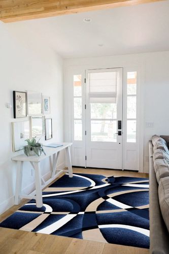 Persian Area Rugs 2305 Modern Abstract Area Rug Carpet, Navy / 5 x 7,2305 Navy 5x7 in White Scandinavian Entryway