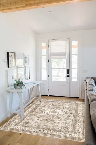 Vintage Living Room Area Rug 5x7 - Large Soft Washable Oriental Traditional Distressed Farmhouse Rugs for Bedroom - Indoor Floor Accent Carpet for Home Office House Decor - Beige in White Scandinavian Entryway