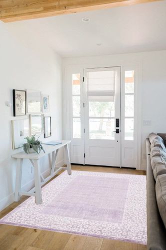 SAFAVIEH Passion Collection Area Rug - 5' x 7', Purple & Beige, Non-Shedding & Easy Care, Ideal for High Traffic Areas in Living Room, Bedroom (PASB407V) in White Scandinavian Entryway