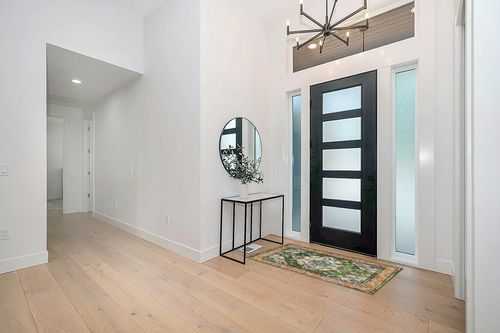 Forest Green Hallway Area Rug in Modern White Entryway
