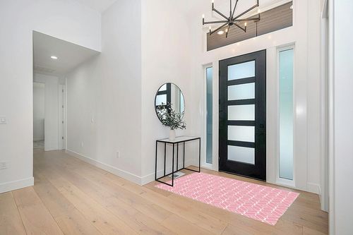 Geometric Area Rug 4' x 6', Durable Floor Carpet for Sofa Living Room Bedroom Entryway, Non-Shedding Play Mat for Kids Home Decor, Pink Modern Art Texture in Modern White Entryway