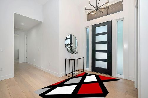 Red and White Black Geometry Area Rugs, Modern Abstract Entryways Mat Fluffy Soft Machine Washable Breathable Durable for Room Living Room Indoor Outdoor Hallway, 5ft x 7ft in Modern White Entryway