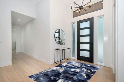 Abani Rugs Contemporary Blue & Grey Marble Ice Design 5’3” x 7’6” (5'x8') Area Rug - Modern Swirl Watercolor Non-Shedding Bedroom Rug in Modern White Entryway