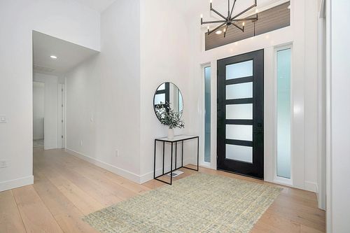 Loloi Chris Loves Julia Polly 5'-0" x 7'-6" Area Rug in Blue/Sand - Large Neutral Area Rug, Unique Patterned Rug for Living Room, Bedroom, Dining Area, Home Office in Modern White Entryway