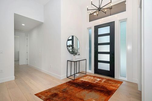 Rectangular Area Rug for Living Room, Bedroom, Burnt Orange Non-Slip Residential Carpet, Kitchen Rugs, Modern Abstract Geometric Art Oil Painted Floor Mat with Rubber Backing 5' x 8' in Modern White Entryway