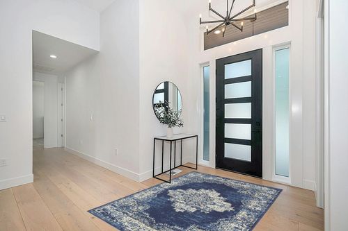 Navy Blue Modern Lightweight Living Room Area Rug in Modern White Entryway