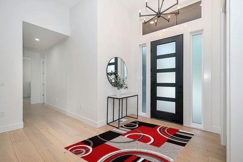 Red Modern Stain-resistant Living Room Area Rug in Modern White Entryway