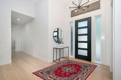 Home Dynamix Premium Sakarya Traditional Medallion Border Area Rug, Claret, 5'2"x7'4" Rectangle in Modern White Entryway