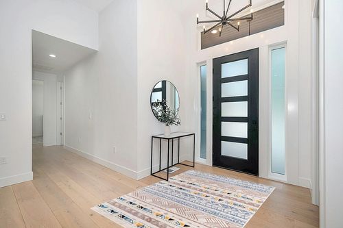 GMFINE Area Rug 5x7, Ultra-Thin Non Slip Washable Rugs, Geometric Boho Area Rugs Large Carpet for Living Room Bedroom Dinning Room (Blue/Brown, 5' x 7') in Modern White Entryway
