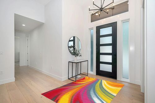 Rugshop Modern Contemporary Waves Non-Slip (Non-Skid) Area Rug 5 X 7 (5' 3" X 7' 3") Multi in Modern White Entryway