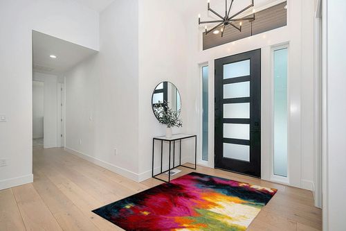 Home Dynamix Splash Mondrian Area Rug 5'2"x7'2", Abstract Black/Blue/Pink/Yellow in Modern White Entryway