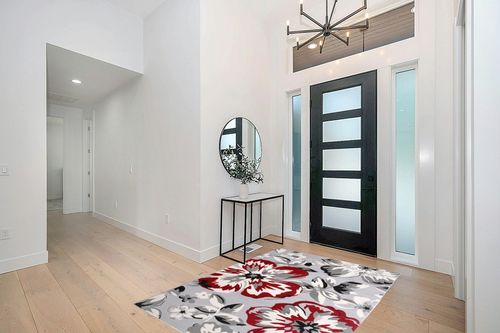Modern Floral Area Rugs 5' X 7' Red in Modern White Entryway