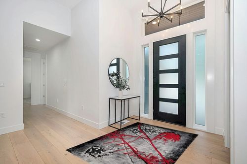 HT Design Rectangular Area Rug for Living Room, Abstract Black/Red 5x7 Modern Rugs, Easy to Clean, Pet Friendly Indoor Carpet for Living Room in Modern White Entryway
