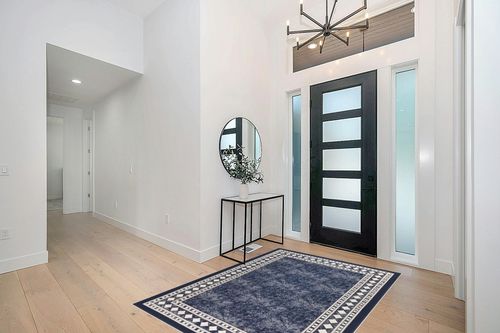 Antep Rugs Alfombras Modern Bordered 5x7 Non-Skid (Non-Slip) Low Profile Pile Rubber Backing Indoor Area Rugs (Navy Blue, 5' x 7') in Modern White Entryway