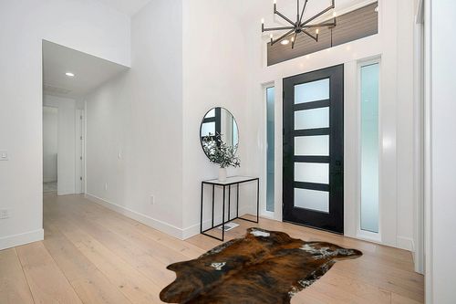 Appaloosa Cowhides Natural Cowhide Rug - Tricolor Cowhide Area Rug for Bedroom & Living Room - Luxury Cowhides Modern Accent Rug - Genuine Leather with Real Animal Fur, Medium, 5 x 7 Feet in Modern White Entryway