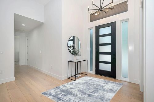 IMINROME Modern Abstract Area Rug 5' x 7', Stain Resistant Non-Shedding Living Room Carpet for Home Decor Modern Accent Rug Floor Carpet Mat for Bedroom Decoration, Navy/Grey in Modern White Entryway