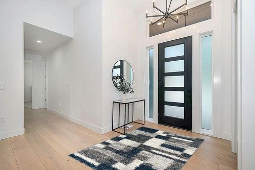 Rugshop Distressed Modern Boxes Plush Shag Area Rug 5' x 7' Navy in Modern White Entryway