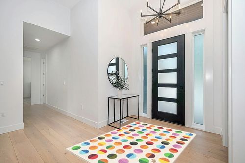 Well Woven Crayola Modern Bright & Washable 5'3" x 7'3" Area Rug - Vibrant Multi Color Split Dot - for Living Room, Dining Room and Bedroom in Modern White Entryway