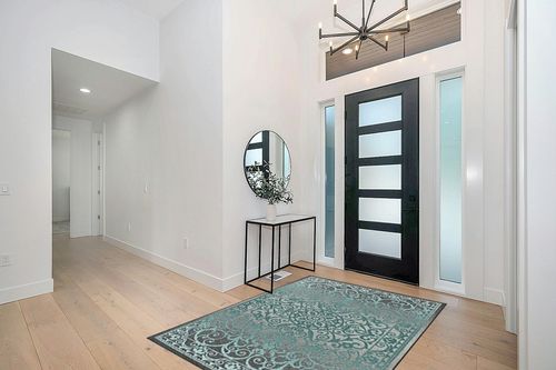 Maples Rugs Pelham Non Slip Area Rugs, Medallion Low Pile Pet-Friendly Mat for Living Room, Bedroom, and Dining [Made in USA], 5 x 7, Blue/Grey in Modern White Entryway