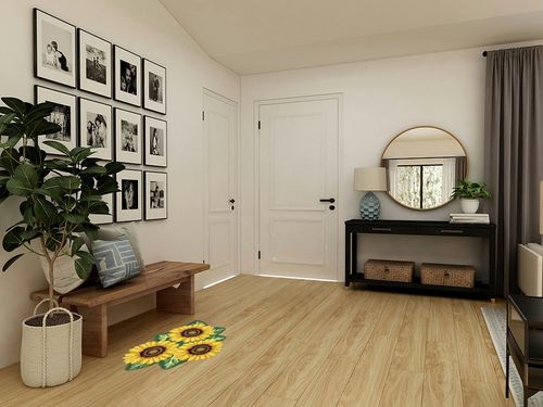 TEALP Sunflower Area Rug Yellow Flower Doormat Cute Rug for Kids Rustic Carpet Handmade Rug Washable Floral Mats for Bedroom/Living Room/Bathroom/Kitchen 35''x 25'' in Transitional Minimalistic Entryway