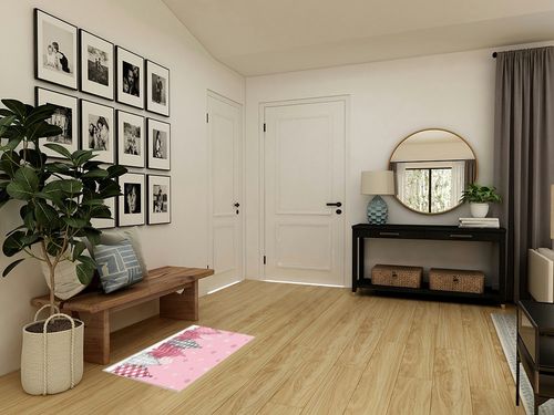 Rectangular Area Rug for Living Room, Bedroom, Pink Christmas Tree Non-Slip Residential Carpet, Kitchen Rugs, Grey Pink Plaid Xmas Tree Winter Snowflake Floor Mat with Rubber Backing 2' x 3' in Transitional Minimalistic Entryway